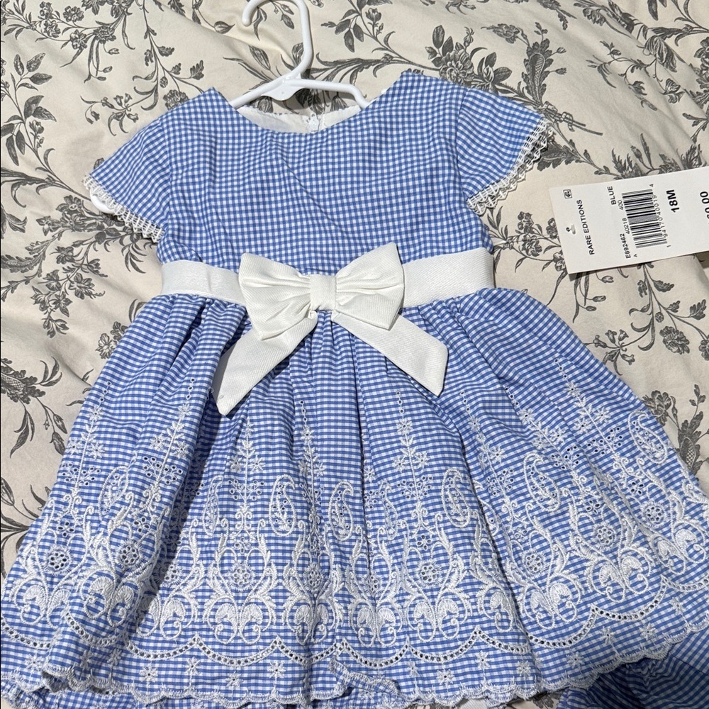 Ralph Lauren Blue and White Checkered Kids Dress